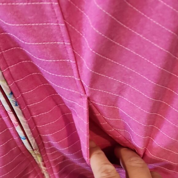 Pebble Beach Dry Luxe Performance Small Full Zip Pink Striped Zip-Up Jacket - Picture 3 of 4